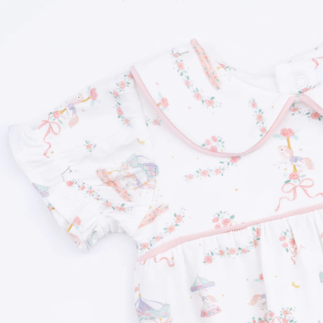 Carousel with Bows  Classic Puff Sleeve Babydoll Bubble