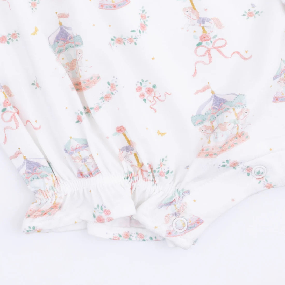 Carousel with Bows  Classic Puff Sleeve Babydoll Bubble