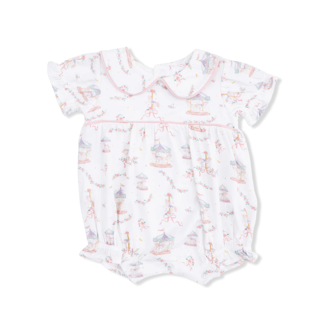 Carousel with Bows  Classic Puff Sleeve Babydoll Bubble