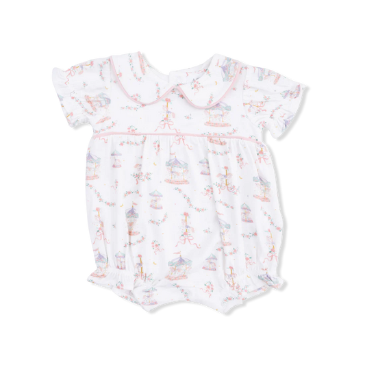 Carousel with Bows  Classic Puff Sleeve Babydoll Bubble