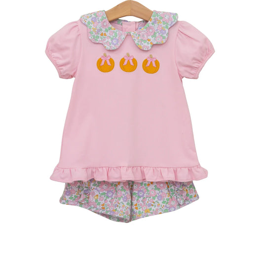 Trotter Street Kids  Pumpkin Floral Short Set
