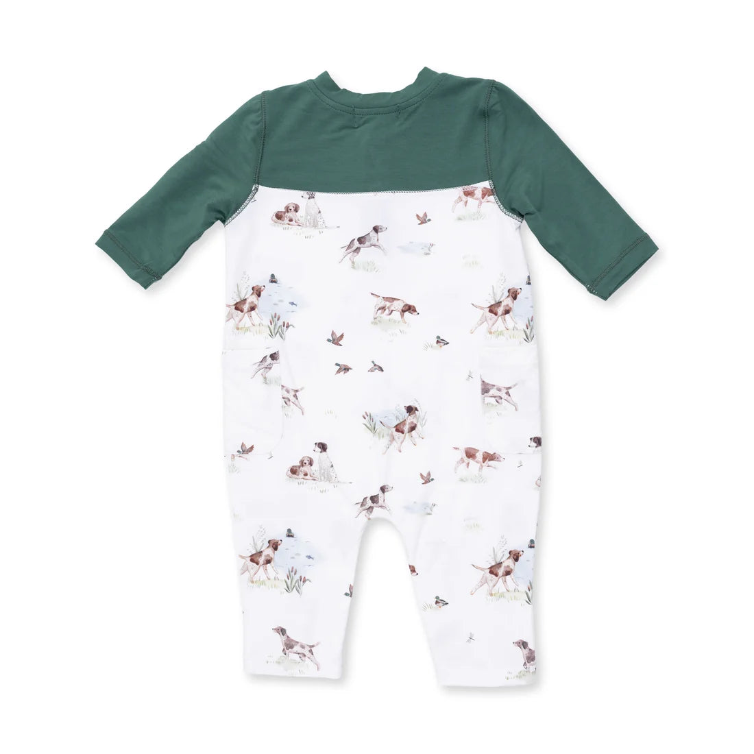 Pointer Pups and Duck Buddies  Romper with Contrast Sleeves