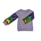 Mardi Gras Sequin Sleeve Light Weight Sweatshirt