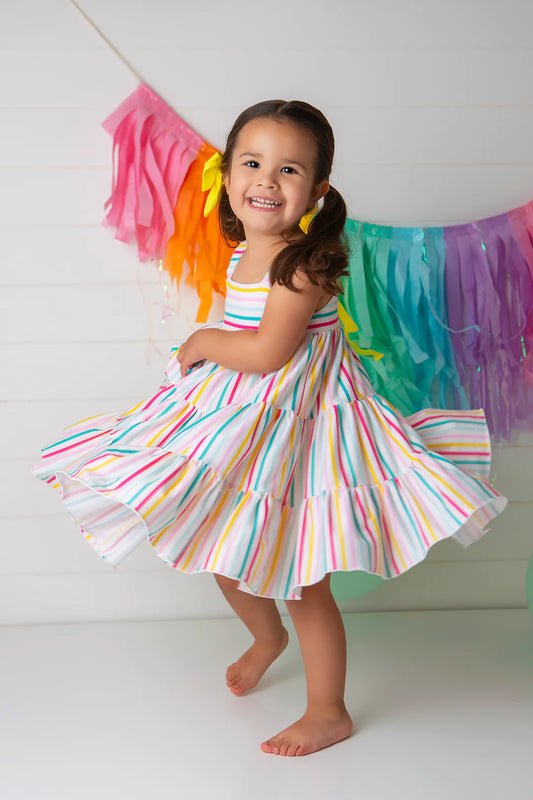 Rainbow Stripes Garden Twirler