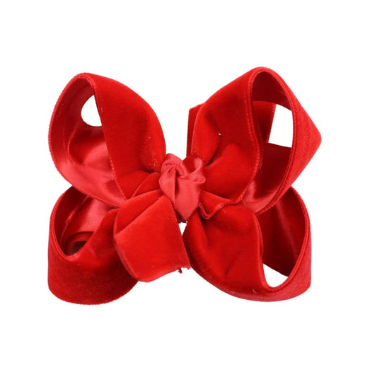 Red Velvet Bow w/ Knot on Alligator Clip