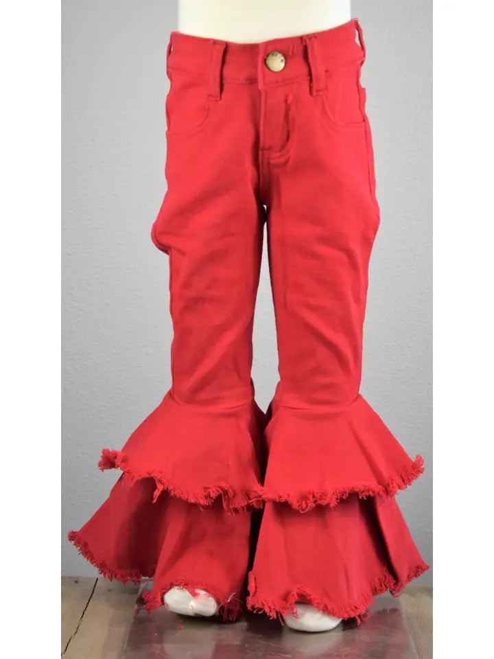 Jeans With Ruffle Bottom Double Ruffle Bell Bottom Jeans – Baby and Me Boutique