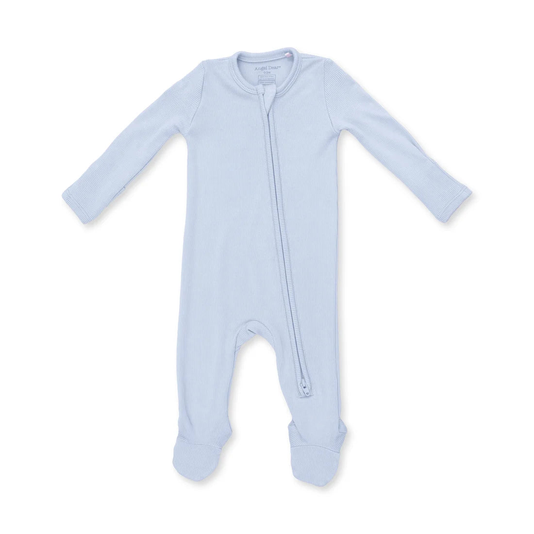 Solid Sheer Blue Rib  2 Way Zipper Footie