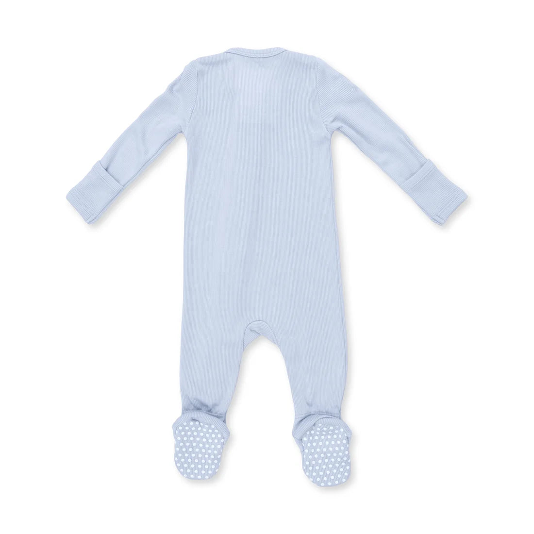 Solid Sheer Blue Rib  2 Way Zipper Footie