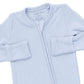 Solid Sheer Blue Rib  2 Way Zipper Footie