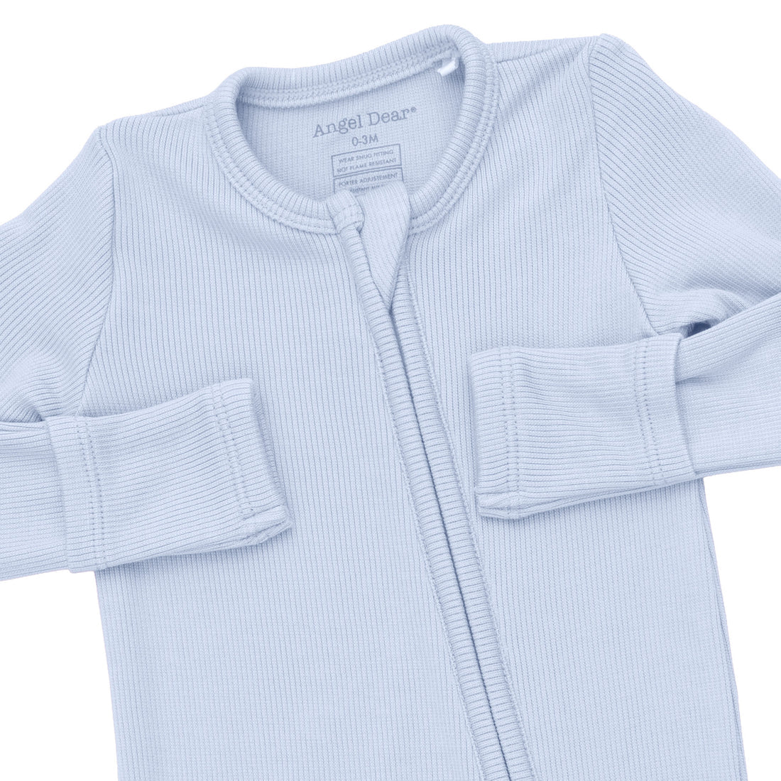 Solid Sheer Blue Rib  2 Way Zipper Footie
