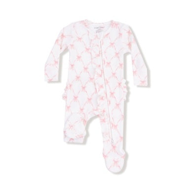 Ribbon Bow Trellis - 2 Way Ruffle Zipper Footie
