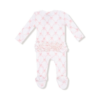 Ribbon Bow Trellis - 2 Way Ruffle Zipper Footie