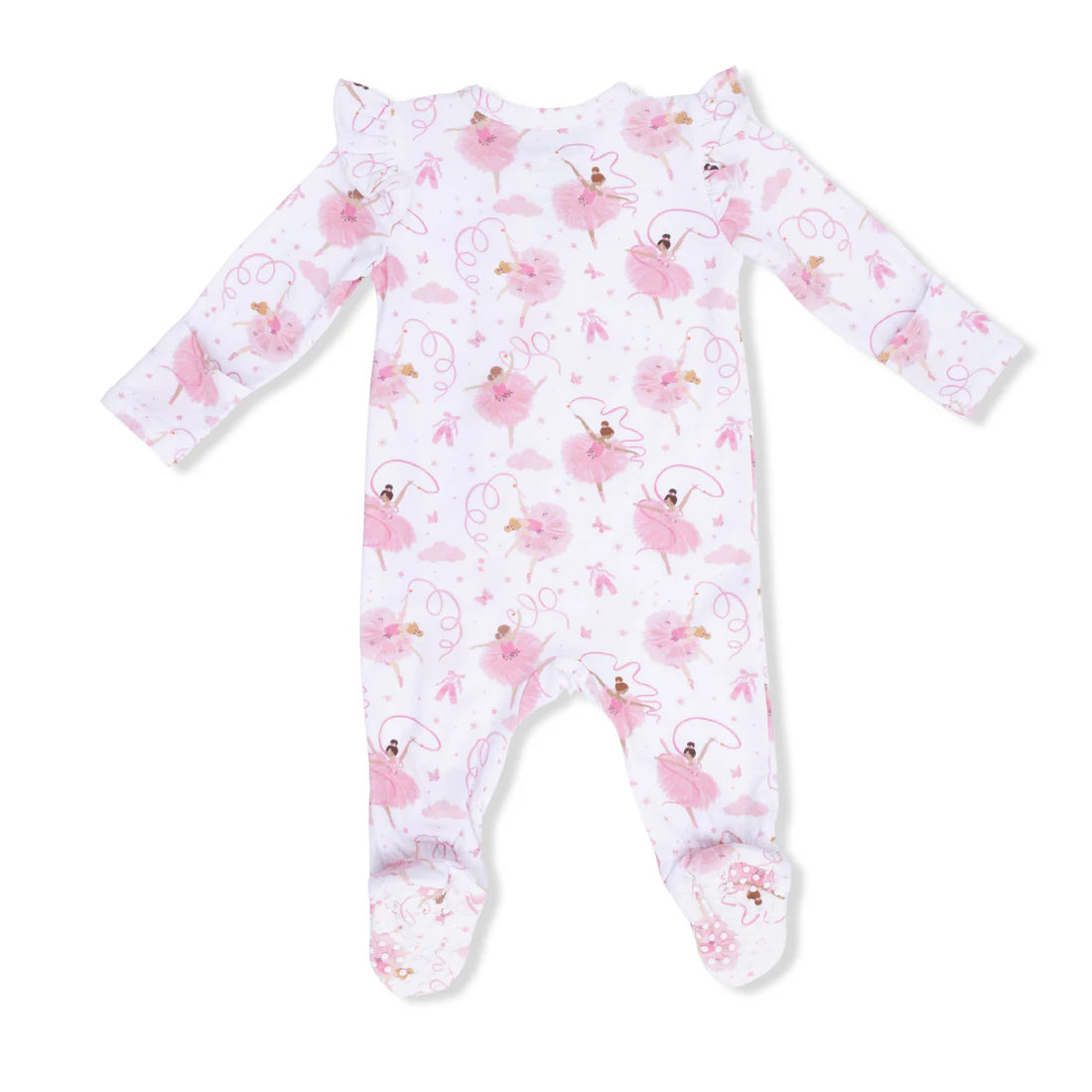 Ribbon Ballerinas  2 Way Ruffle Sleeve Zipper Footie
