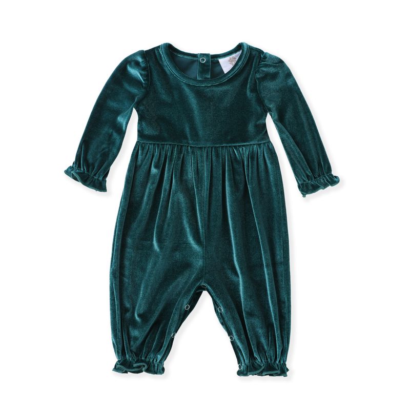 Swoon Kids Green Velvet Romper
