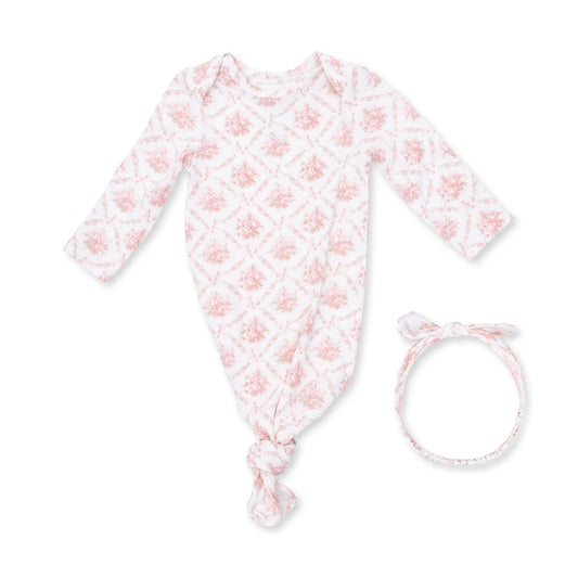 Rose Bow Lattice  Knotted Gown and Knot Headband