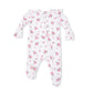 Pink Rosettes  2 Way Ruffle Sleeve Zipper Footie