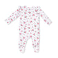 Pink Rosettes  2 Way Ruffle Sleeve Zipper Footie