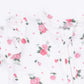 Pink Rosettes  2 Way Ruffle Sleeve Zipper Footie