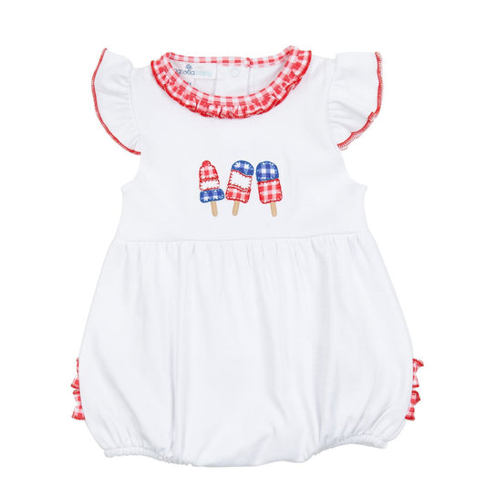 Red, White and Yum! Applique Red Ruffle Flutters Bubble