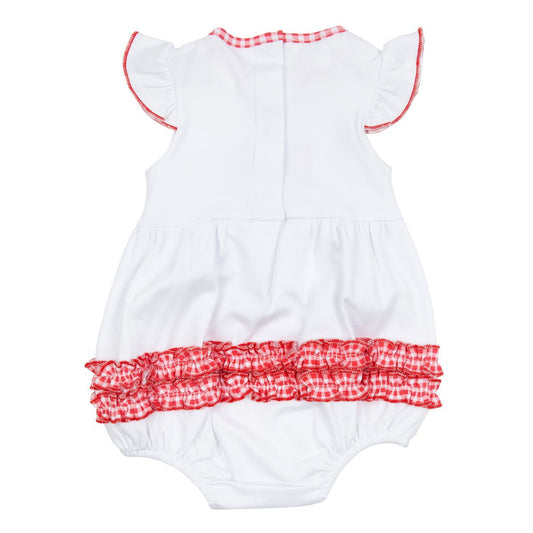 Red, White and Yum! Applique Red Ruffle Flutters Bubble