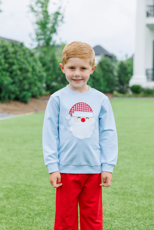 French Terry Pullover- Santa (Light Blue)