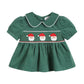 Green Corduroy Santa Smocked Dress and Bloomers