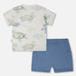 Jersey T-Shirt And Organic Cotton Jersey Shorts Set Grey Mix Turtle Print And Medium Blue