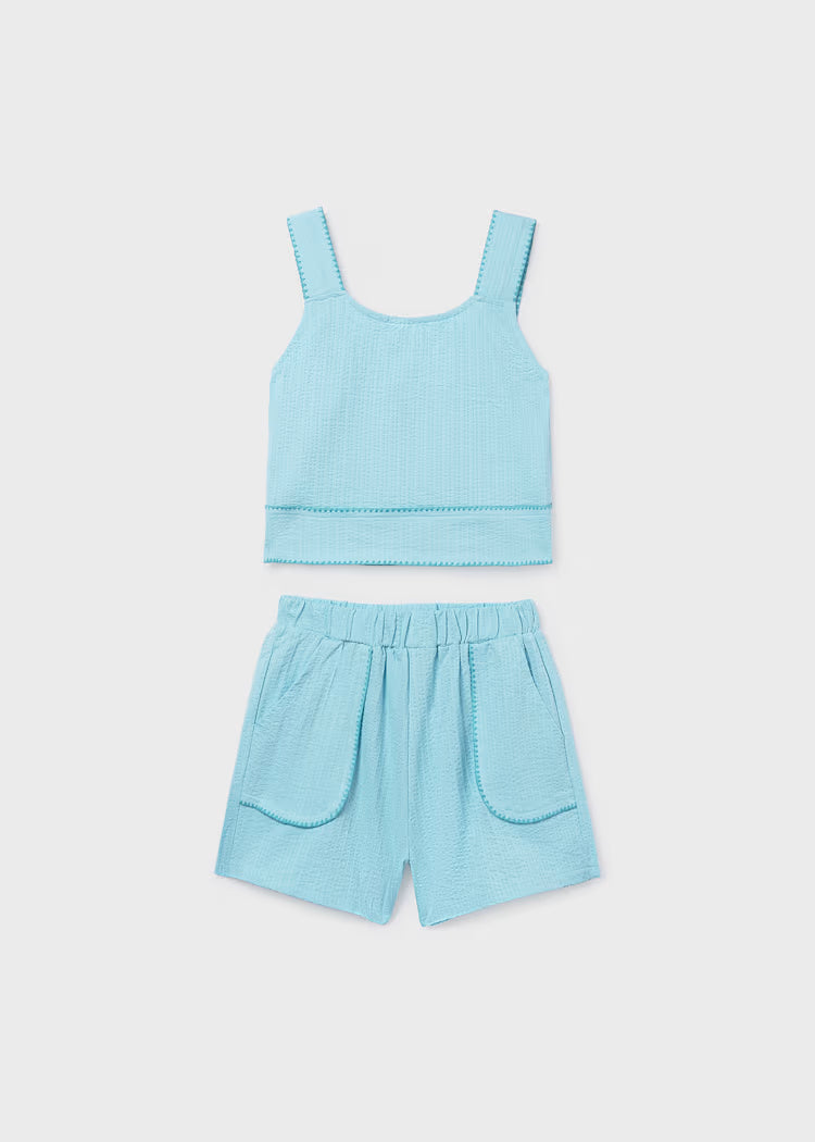 Mayoral 6213 Girl Aqua Shorts and Top Set