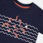 Organic Cotton T-Shirt And Short Set Blue And Brick Stripes