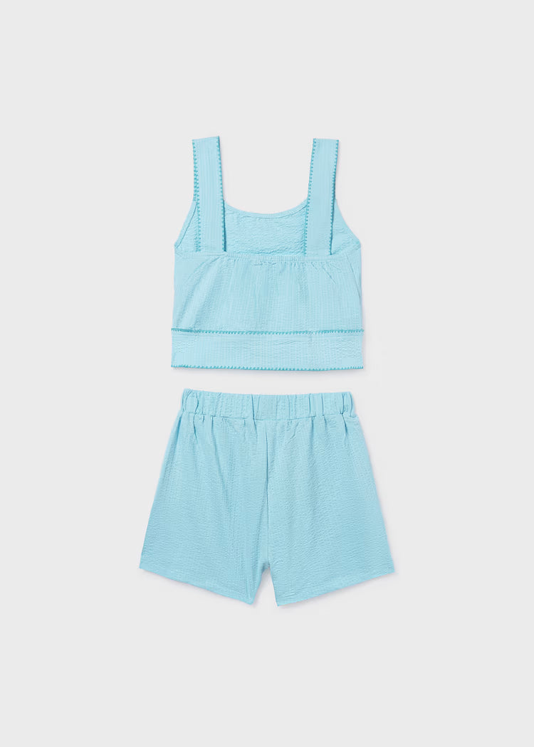 Mayoral 6213 Girl Aqua Shorts and Top Set