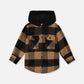 Deux Par Deux Flannel Shirt With Fleece Hood Brown And Black Plaid
