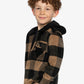 Deux Par Deux Flannel Shirt With Fleece Hood Brown And Black Plaid