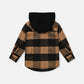 Deux Par Deux Flannel Shirt With Fleece Hood Brown And Black Plaid