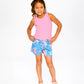 Crinkle Jersey Shorts Blue Shell Print
