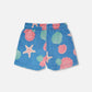 Crinkle Jersey Shorts Blue Shell Print