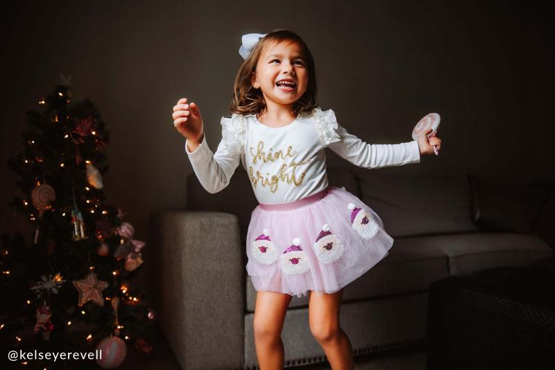 White Holiday Tinsel LS Shirts