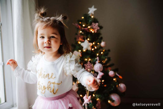 White Holiday Tinsel LS Shirts