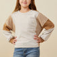 Hayden Girls Stripe And Color Block Sleeve Detail Knit Top