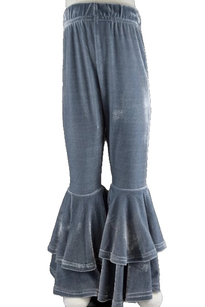 Silver Velvet Double Bell Bottoms Pants