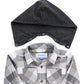 Smokey Gray Hooded Long Sleeve Button Down Shirt