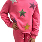 Paper Flower Sequins Stars Applique Sweatshirt