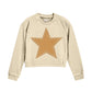 Tractr Suede star patch long sleeve crew