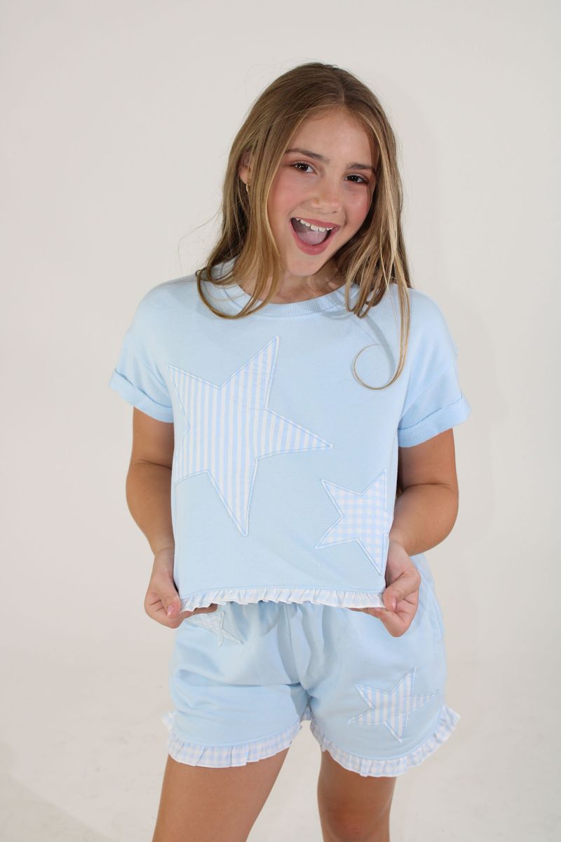 Star Applique w/ Ruffle Hem Top
