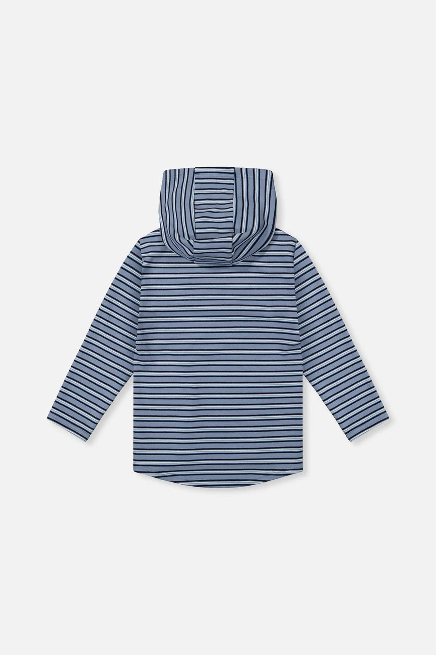 Deux par Deux  Striped Brushed Jersey Hooded T-Shirt Blue And White