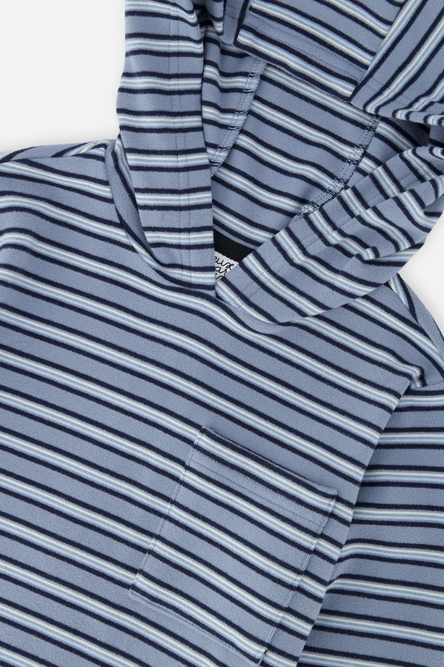 Deux par Deux  Striped Brushed Jersey Hooded T-Shirt Blue And White