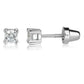 Sterling Silver Clear Cz Stud Earrings For Baby and Children