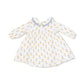 Western Sunflower - Peter Pan Collar Dress With Eyelet Trim And Ribbed Leggings