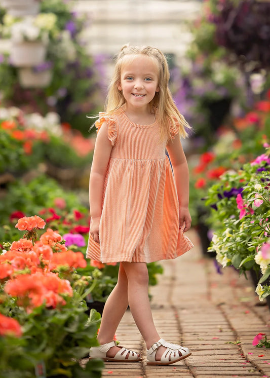 Sunkissed Apricot Short Flutter Sleeve Dress
