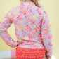Sunset Seashells Long Sleeve Zipper Rash Guard 2-Piece Swimsuit, with Signature Rear Ruffles