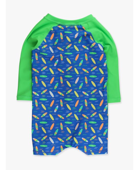 Neon Surfs Up Long Sleeve One Piece Rash Guard Swimsuit